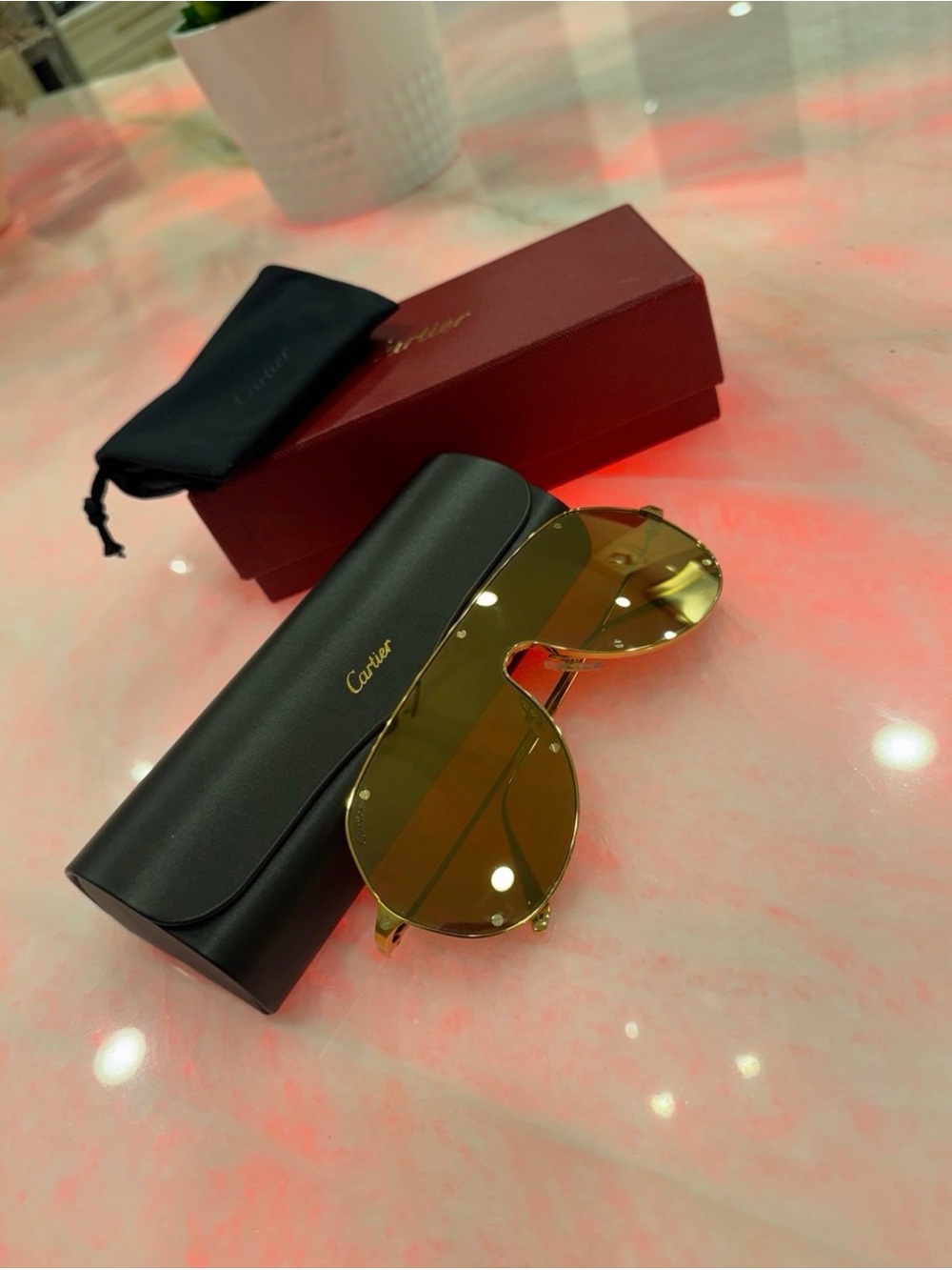 Cartier Gold Frame Sunglasses with Brown Lenses - Picture 3 of 5
